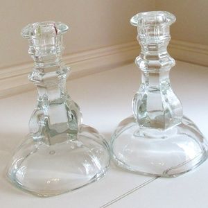 Anchor Hocking Crystal Candle holders